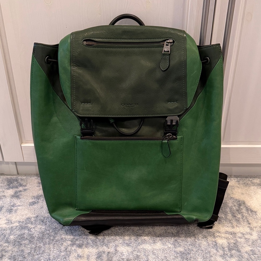 Coach Green Leather Men's Backpack